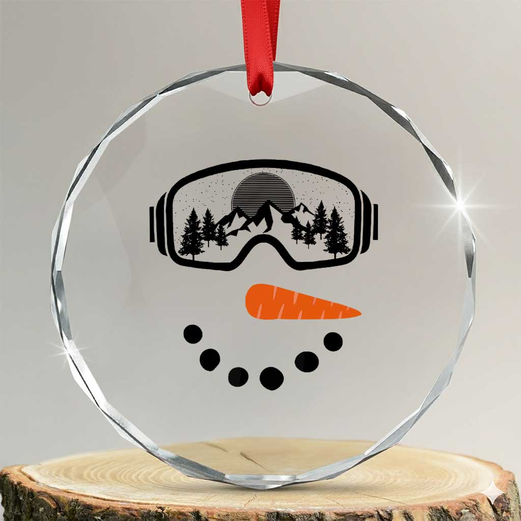 Ski Snowboard Snowman Face Crystal Glass Ornament Goggles Skiing Snow Ski Lover Skier - Wonder Print Shop