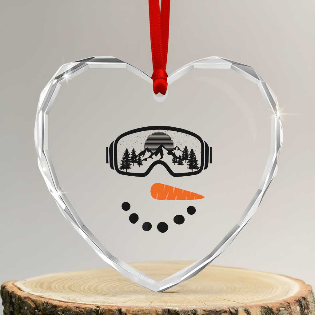 Ski Snowboard Snowman Face Heart Crystal Glass Ornament Goggles Skiing Snow Ski Lover Skier - Wonder Print Shop