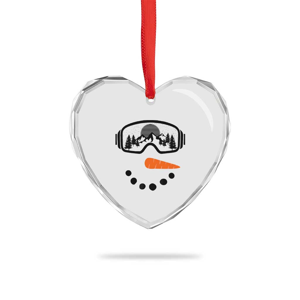 Ski Snowboard Snowman Face Heart Crystal Glass Ornament Goggles Skiing Snow Ski Lover Skier - Wonder Print Shop