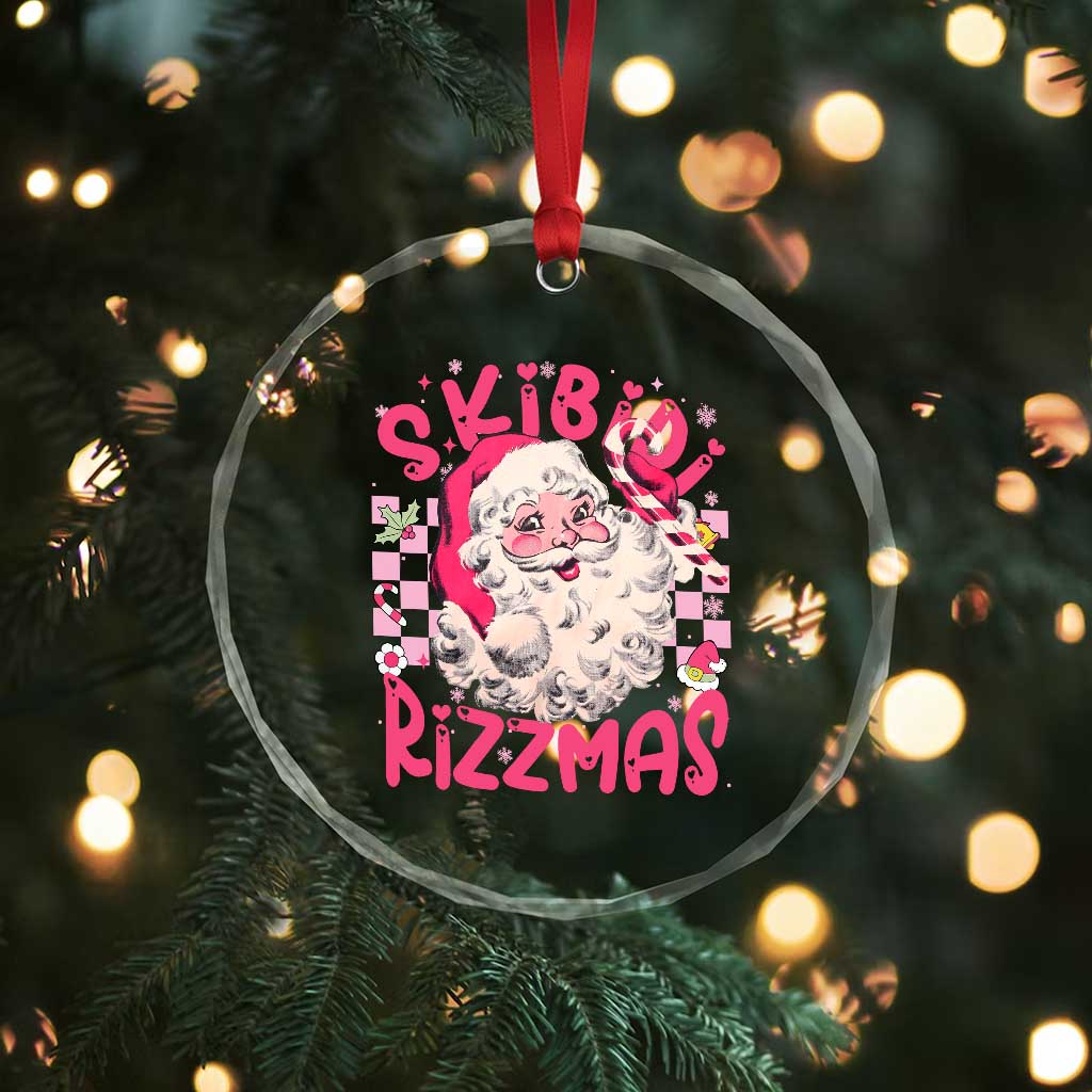 Skibidi Rizzmas Santa Crystal Glass Ornament Rizz Santa Pink Groovy Funny Xmas Gen Alpha Girl Kids TS10
