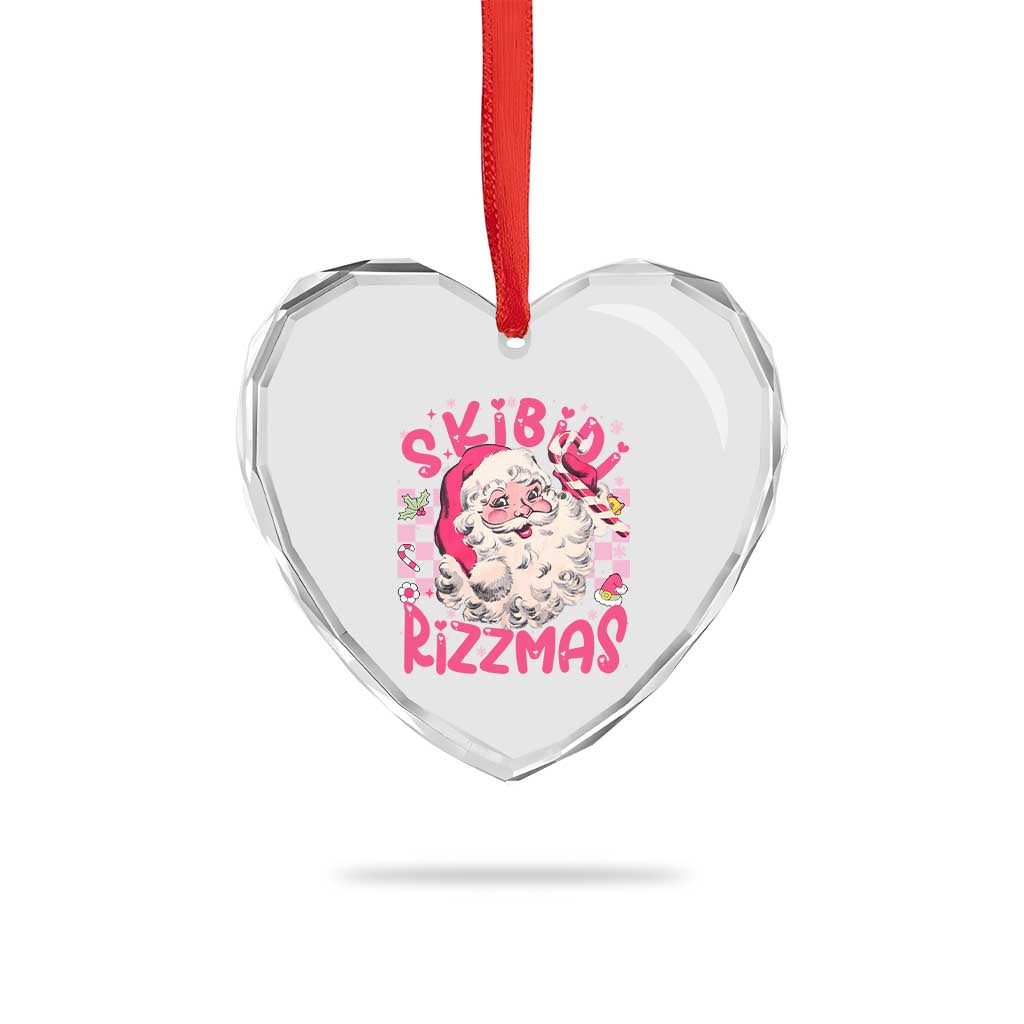 Skibidi Rizzmas Santa Heart Crystal Glass Ornament Rizz Santa Pink Groovy Funny Xmas Gen Alpha Girl Kids - Wonder Print Shop