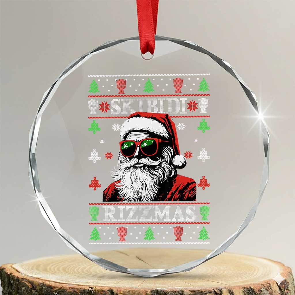 Skibidi Rizzmas Xmas Crystal Glass Ornament Rizz Santa Claus Funny Christmas Gen Alpha - Wonder Print Shop