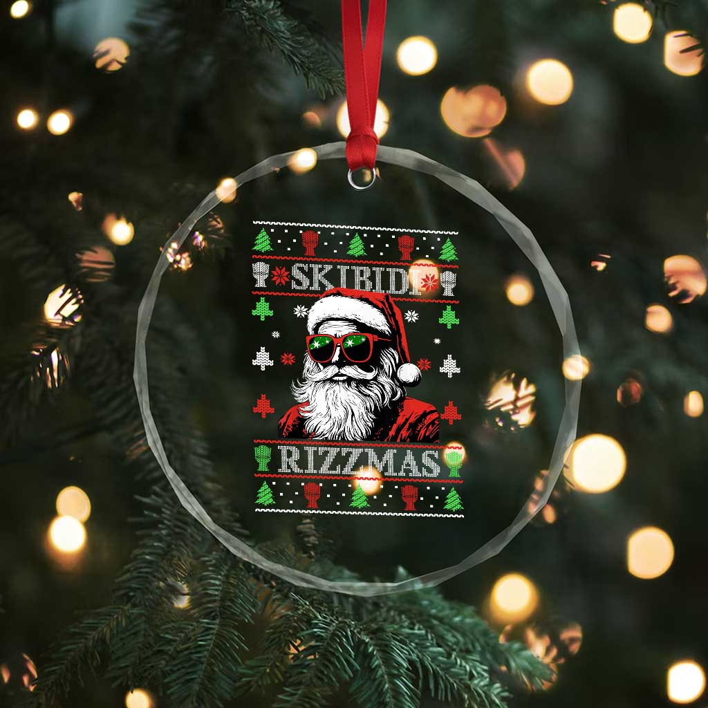 Skibidi Rizzmas Xmas Crystal Glass Ornament Rizz Santa Claus Funny Christmas Gen Alpha TS10