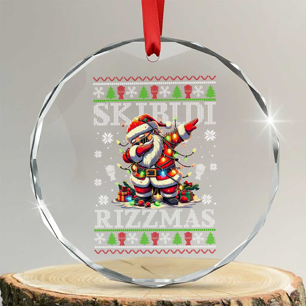 Skibidi Rizzmas Xmas Crystal Glass Ornament Rizz Santa Claus Funny Xmas Gen Alpha - Wonder Print Shop