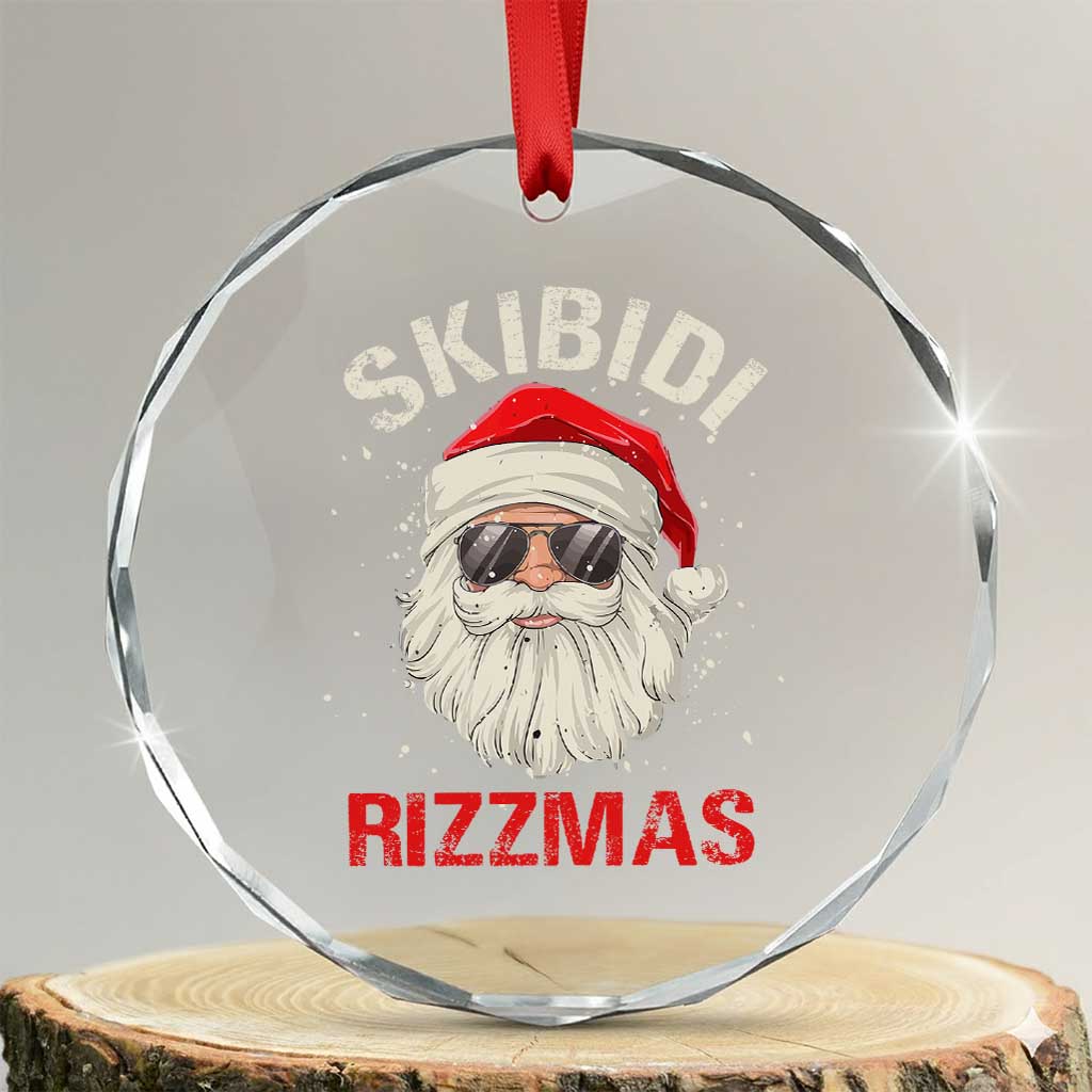 Skibidi Rizzmas Xmas Crystal Glass Ornament Rizz Santa Claus Retro Funny Xmas Gen Alpha Kid TS10