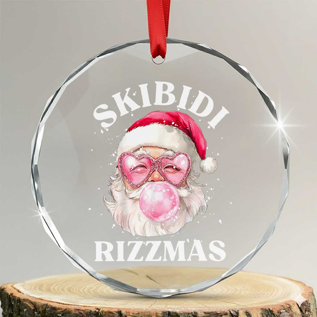 Skibidi Rizzmas Xmas Crystal Glass Ornament Rizz Santa Pink Bubble Gum Funny Xmas Gen Alpha Girl Kids - Wonder Print Shop