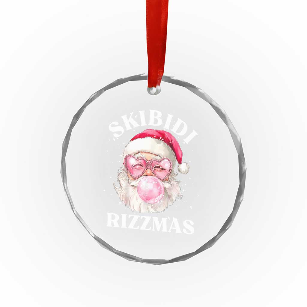Skibidi Rizzmas Xmas Crystal Glass Ornament Rizz Santa Pink Bubble Gum Funny Xmas Gen Alpha Girl Kids TS10