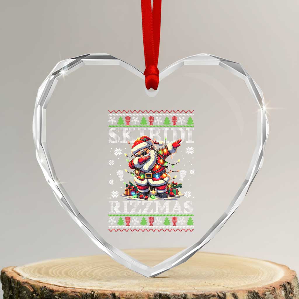 Skibidi Rizzmas Xmas Heart Crystal Glass Ornament Rizz Santa Claus Funny Xmas Gen Alpha - Wonder Print Shop