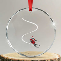 Skiing Santa Christmas Crystal Glass Ornament Retro Funny Ski Trip Freeride Freeski Winter Sports Skiers - Wonder Print Shop