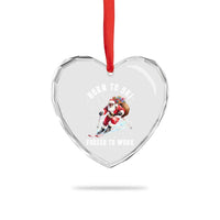 Skiing Santa Christmas Heart Crystal Glass Ornament Funny Born to Ski Forced to Work - Wonder Print Shop