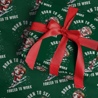 Skiing Santa Christmas Wrapping Paper Roll Funny Born to Ski Forced to Work - Wonder Print Shop