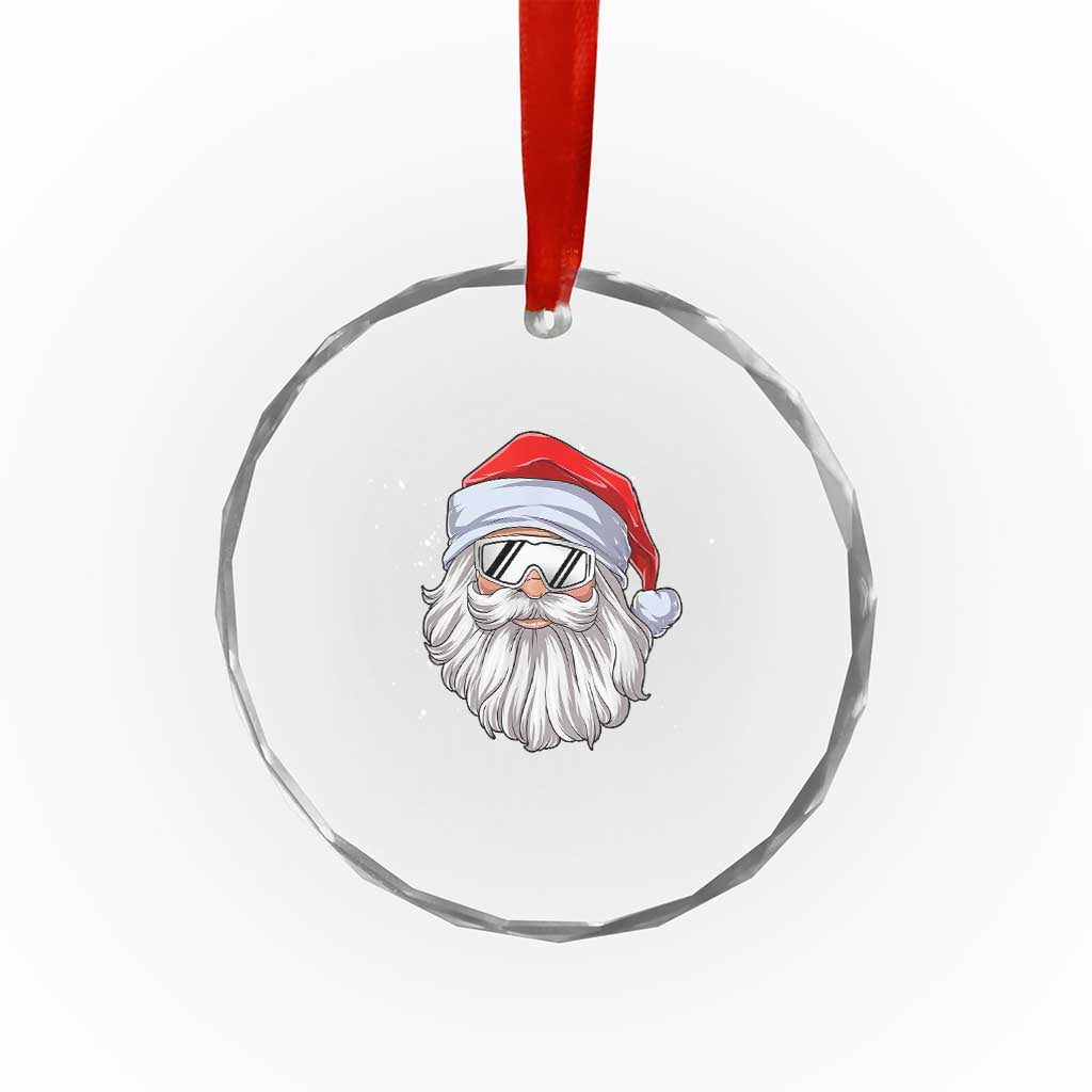Skiing Santa Face Christmas Crystal Glass Ornament Retro Ski Goggles Winter Sports Skiing Gift Snowboard - Wonder Print Shop