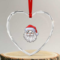 Skiing Santa Face Christmas Heart Crystal Glass Ornament Retro Ski Goggles Winter Sports Skiing Gift Snowboard - Wonder Print Shop