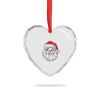 Skiing Santa Face Christmas Heart Crystal Glass Ornament Retro Ski Goggles Winter Sports Skiing Gift Snowboard - Wonder Print Shop