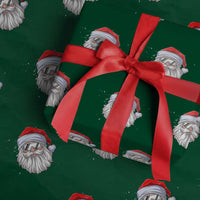 Skiing Santa Face Christmas Wrapping Paper Roll Retro Ski Goggles Winter Sports Skiing Gift Snowboard - Wonder Print Shop
