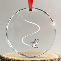 Skiing Snowman Crystal Glass Ornament Funny Ski Freeride Freeski Winter Sports Skiers - Wonder Print Shop
