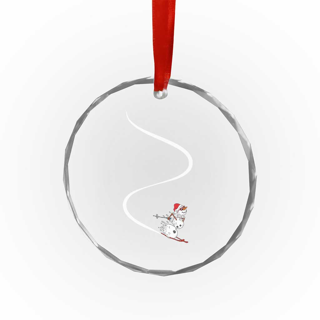 Skiing Snowman Crystal Glass Ornament Funny Ski Freeride Freeski Winter Sports Skiers - Wonder Print Shop