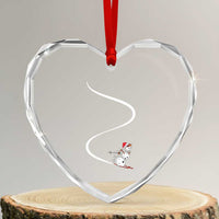 Skiing Snowman Heart Crystal Glass Ornament Funny Ski Freeride Freeski Winter Sports Skiers - Wonder Print Shop