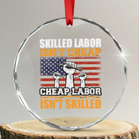 Skilled Labor Patriotic USA Flag Crystal Glass Ornament Blue Collar Trade Union Hand Tools Pride Graphic