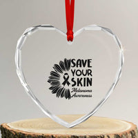 Skin Cancer Fighter Heart Crystal Glass Ornament Save Your Skin