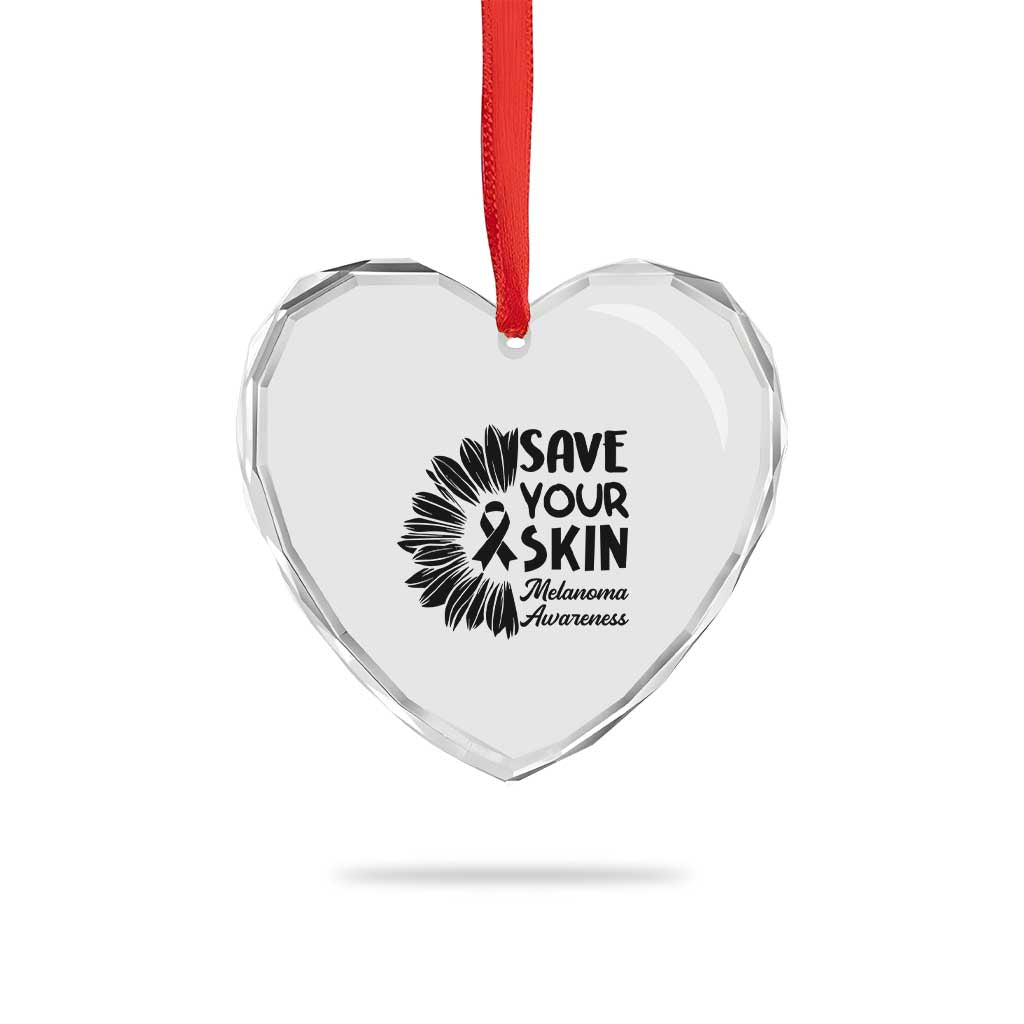 Skin Cancer Fighter Heart Crystal Glass Ornament Save Your Skin