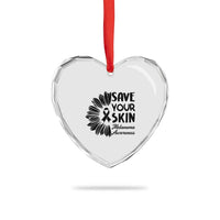 Skin Cancer Fighter Heart Crystal Glass Ornament Save Your Skin