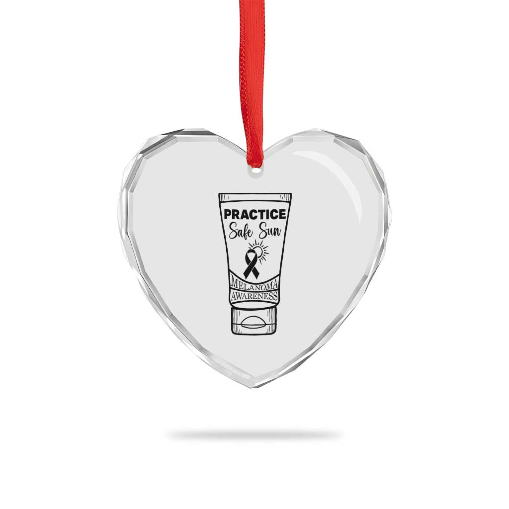 Skin Cancer Prevention Heart Crystal Glass Ornament Practice Safe Sun Awareness Gift