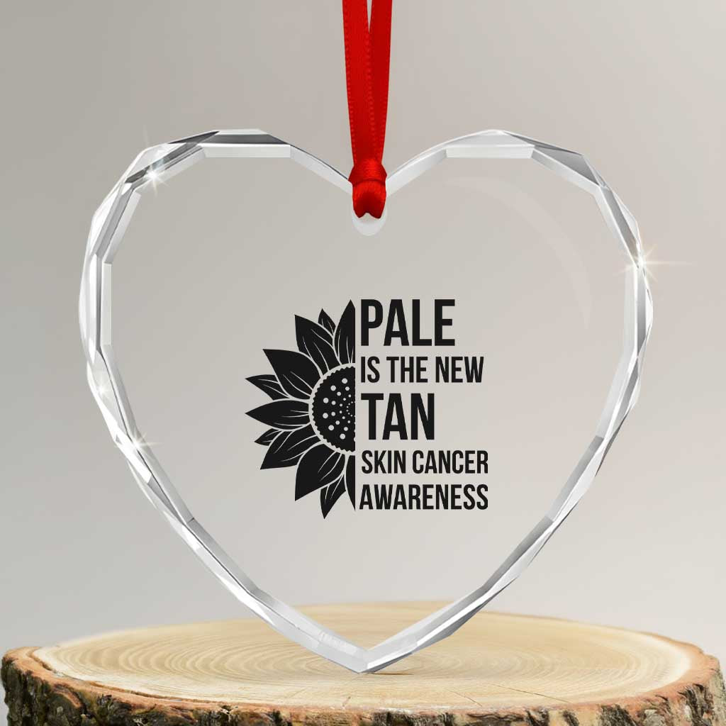 Skin Cancer Survivor Warrior Heart Crystal Glass Ornament Pale Is The New Tan