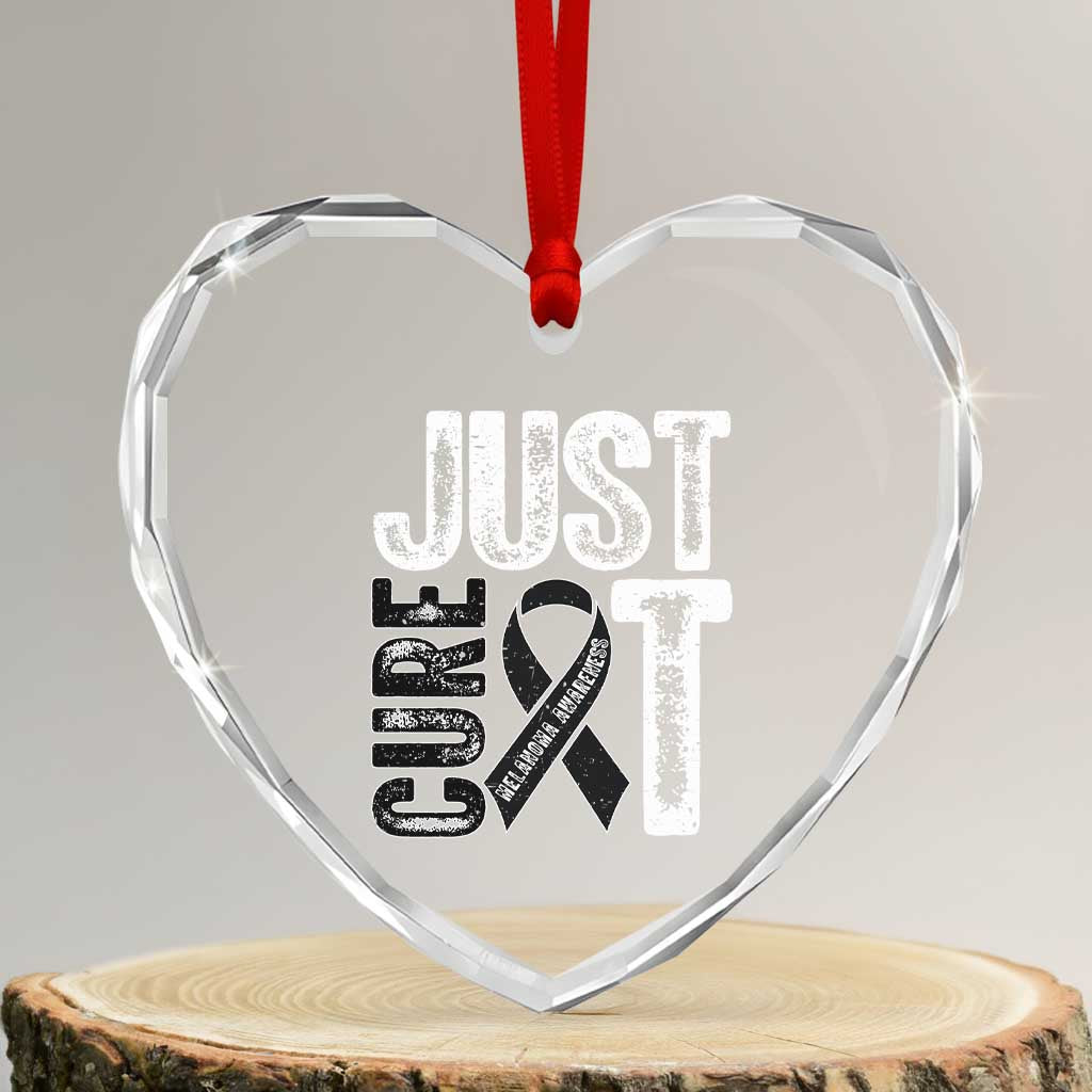Skin Cancer Warrior Awareness Fighter Heart Crystal Glass Ornament Just Cure It