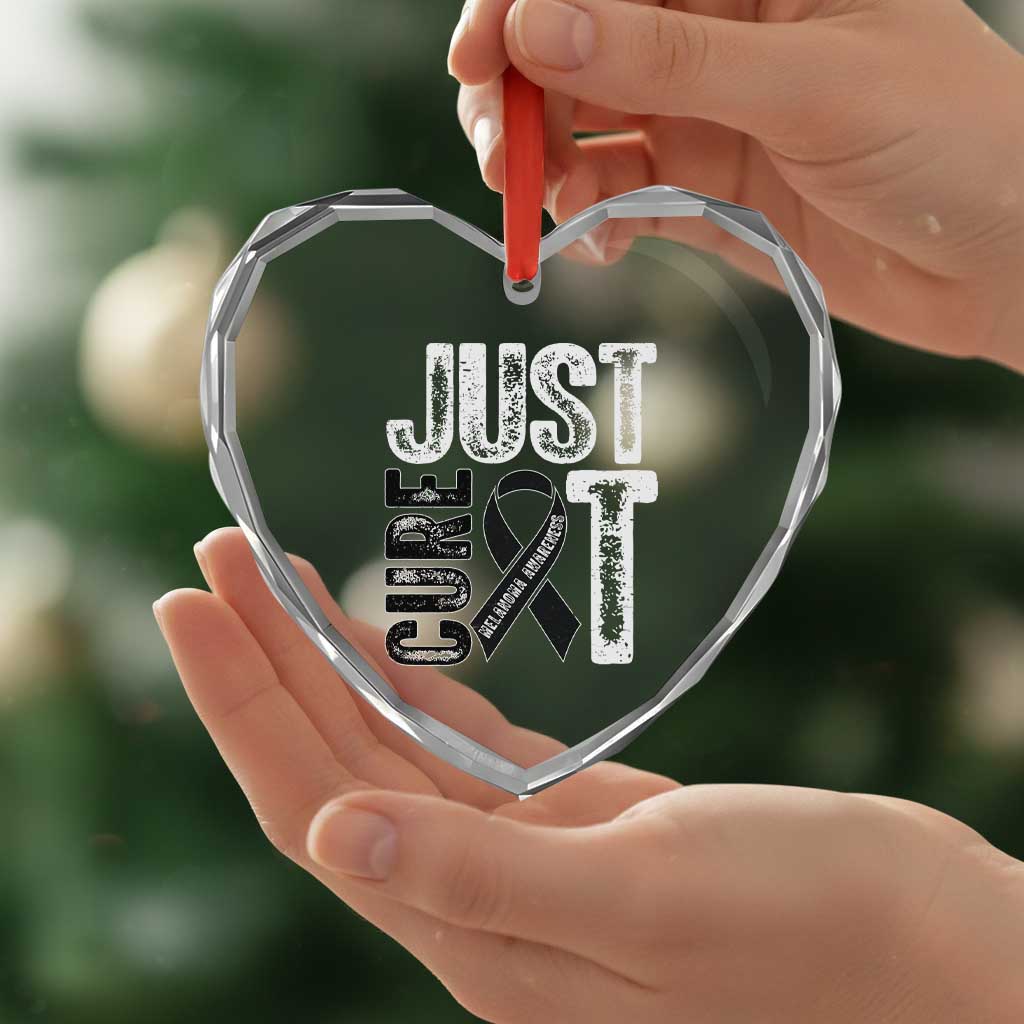 Skin Cancer Warrior Awareness Fighter Heart Crystal Glass Ornament Just Cure It