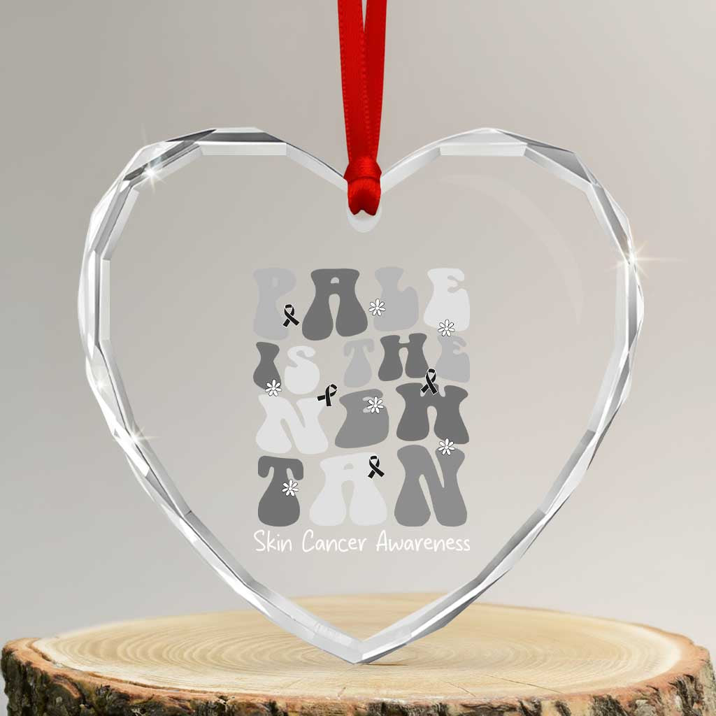 Skin Cancer Warrior Heart Crystal Glass Ornament Pale Is The New Tan