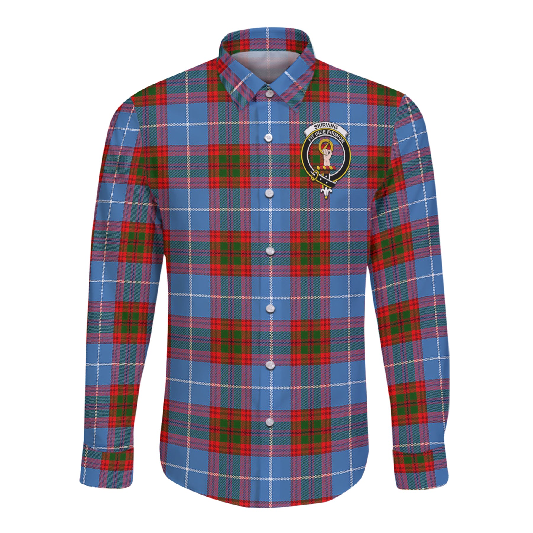 Skirving Tartan Long Sleeve Button Up Shirt with Scottish Family Crest K23