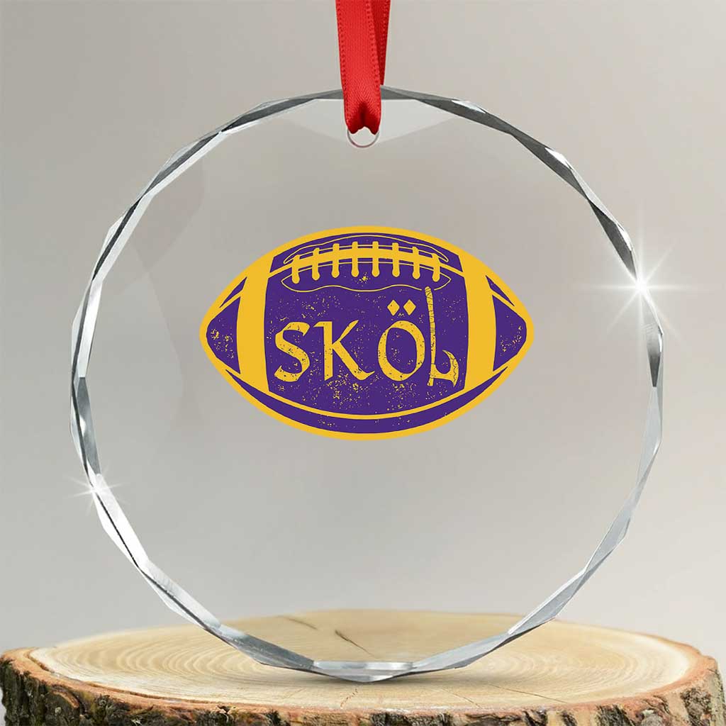Skol Football Crystal Glass Ornament Retro Nordic Scandinavian Warrior Vikings Axe TS10