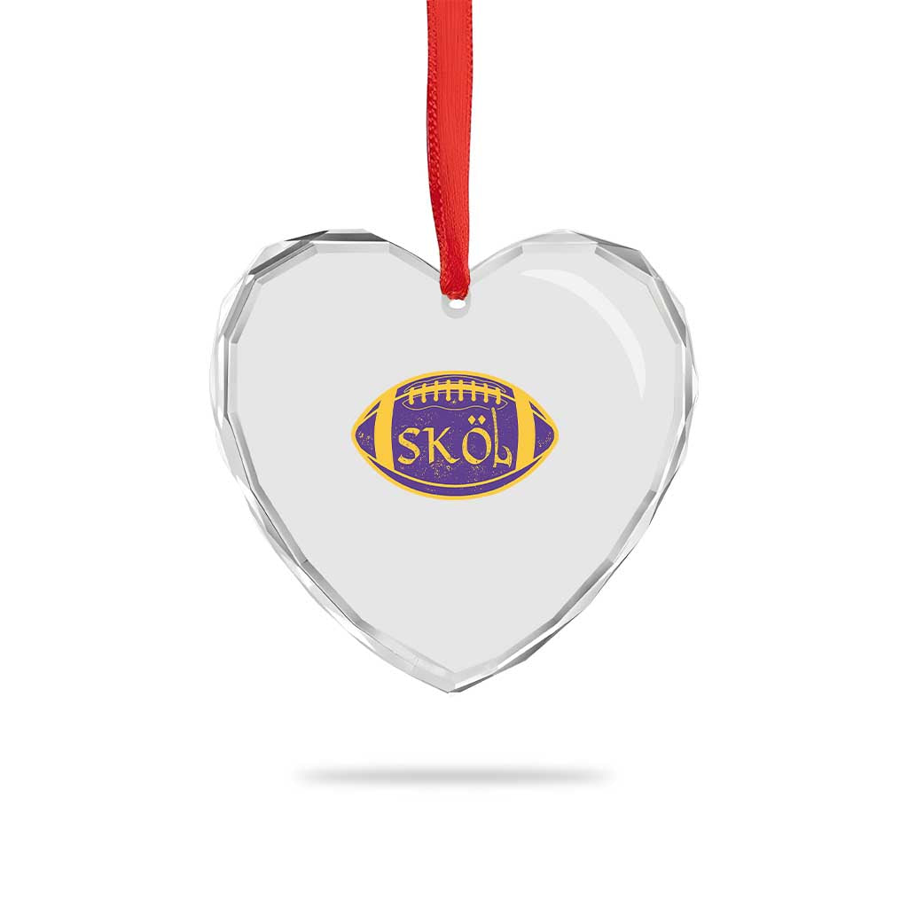 Skol Football Heart Crystal Glass Ornament Retro Nordic Scandinavian Warrior Vikings Axe - Wonder Print Shop