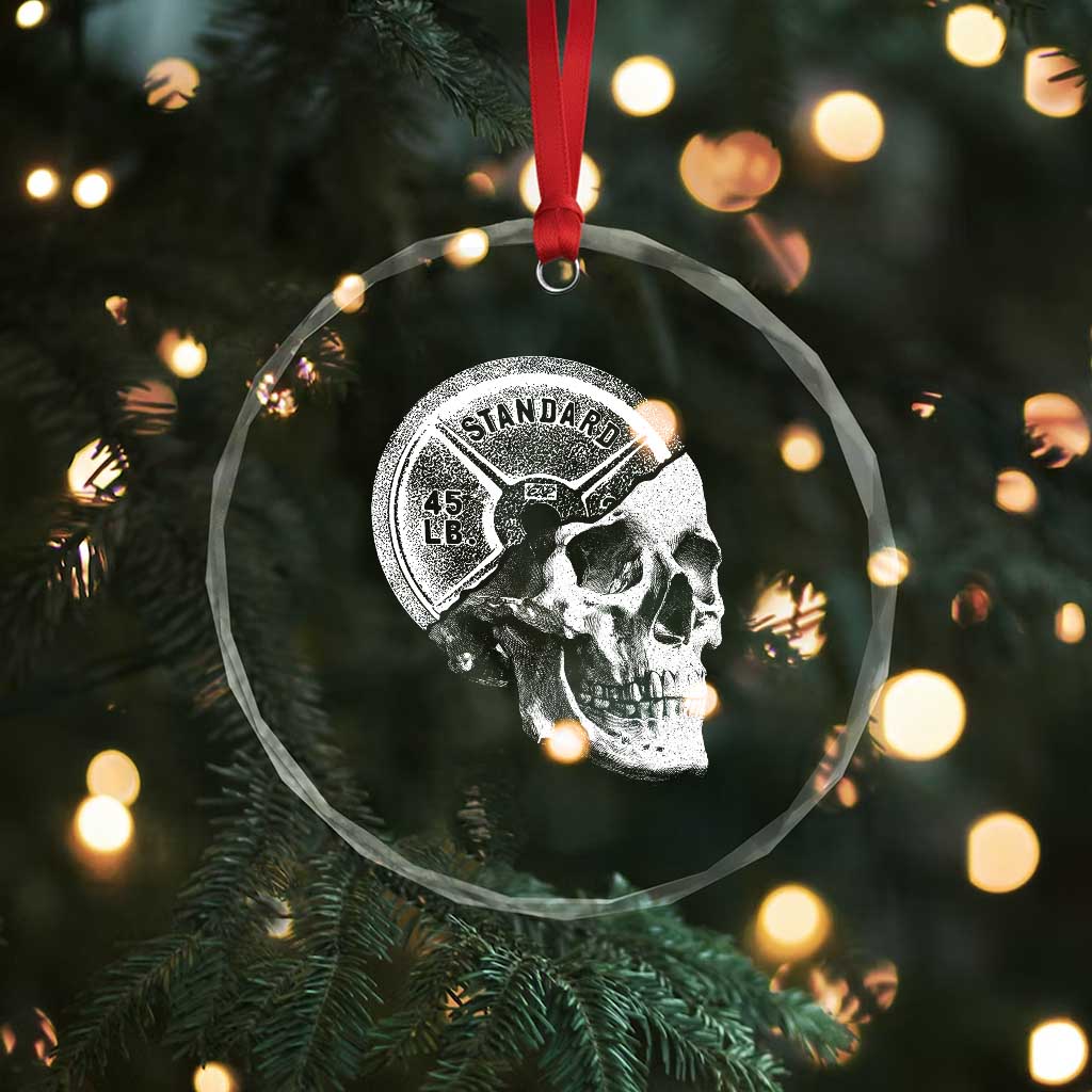 Skull 45 lbs Plate Weight Lifting Gym Workout Crystal Glass Ornament - Wonder Print Shop