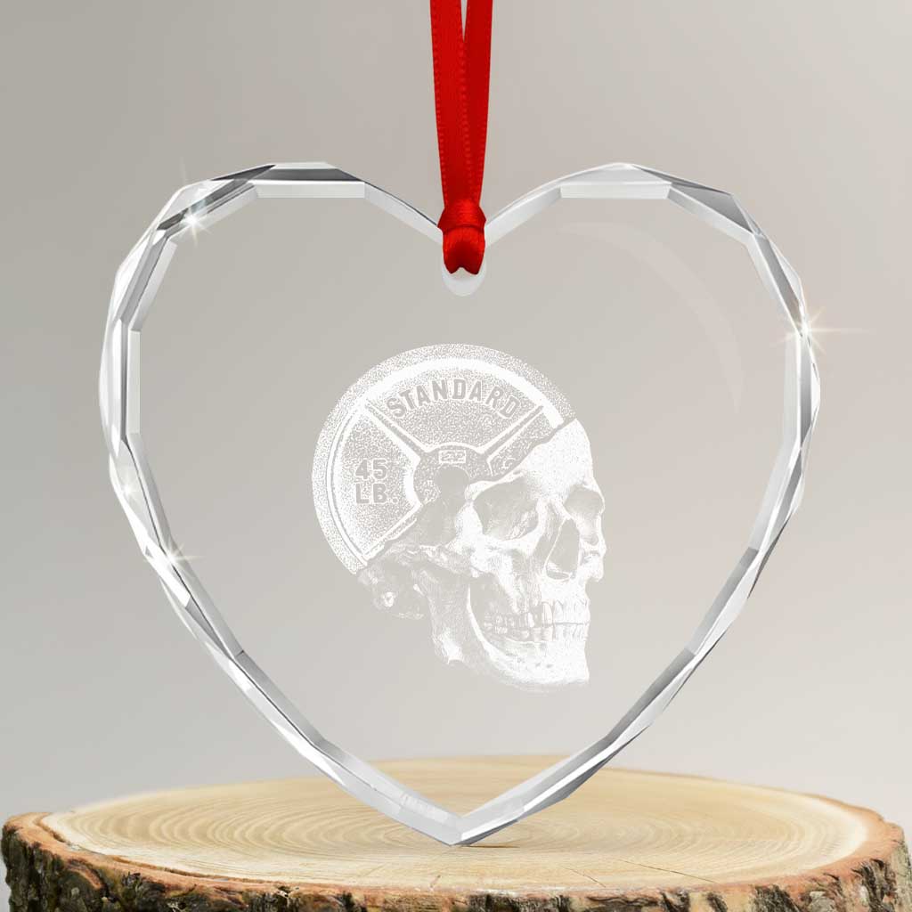 Skull 45 lbs Plate Weight Lifting Gym Workout Heart Crystal Glass Ornament - Wonder Print Shop