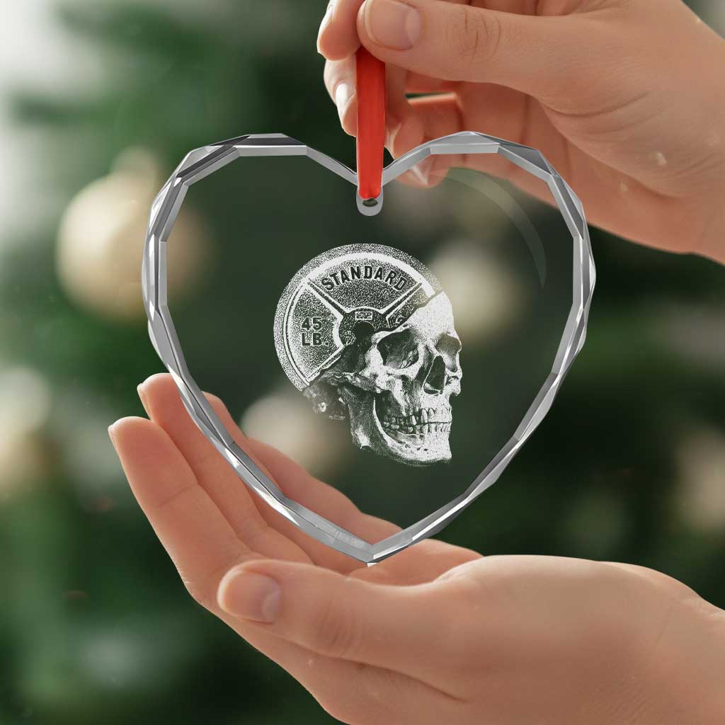Skull 45 lbs Plate Weight Lifting Gym Workout Heart Crystal Glass Ornament - Wonder Print Shop