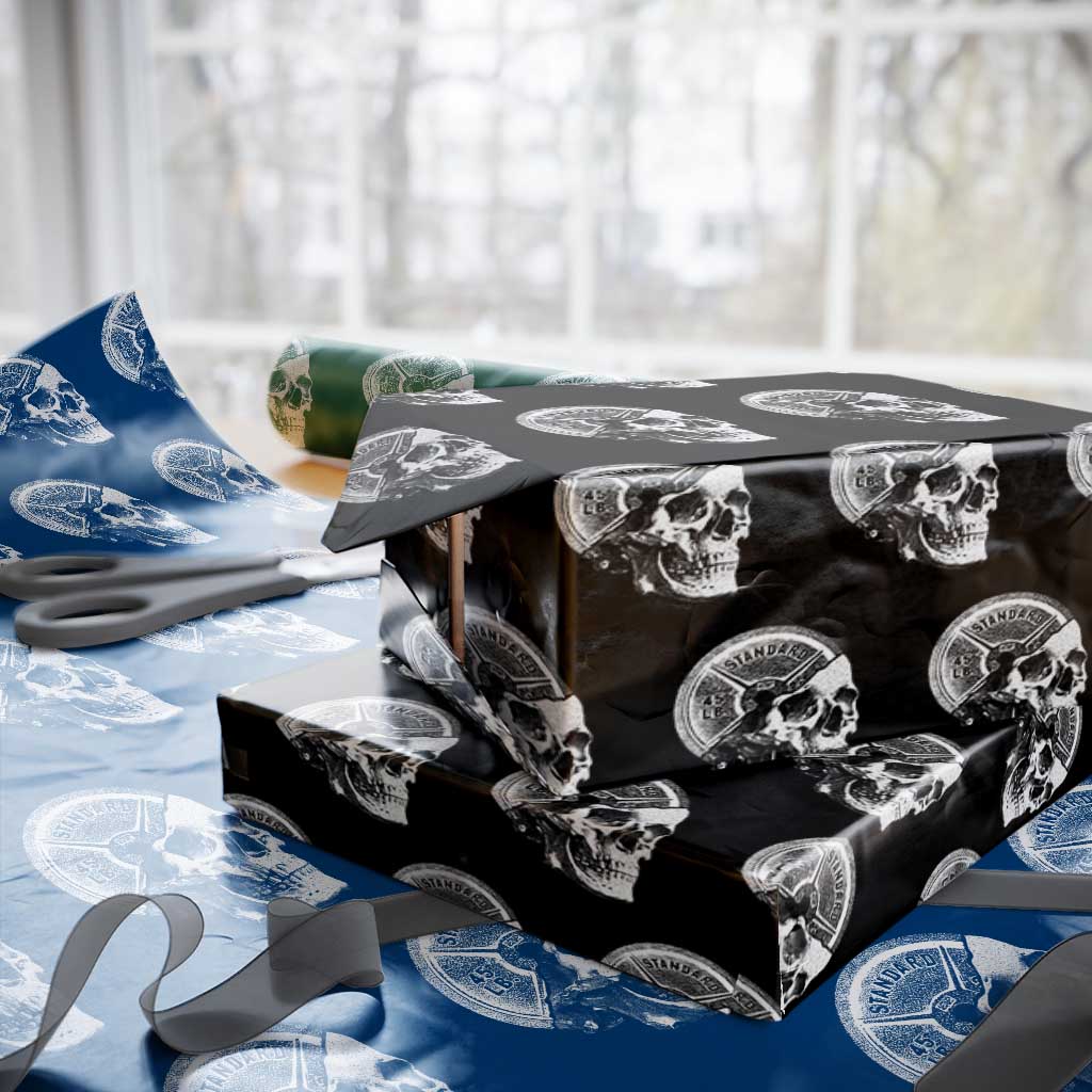 Skull 45 lbs Plate Weight Lifting Gym Workout Wrapping Paper Roll - Wonder Print Shop