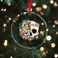 Skull Christmas Crystal Glass Ornament Sorta Scary Sorta Merry TS02
