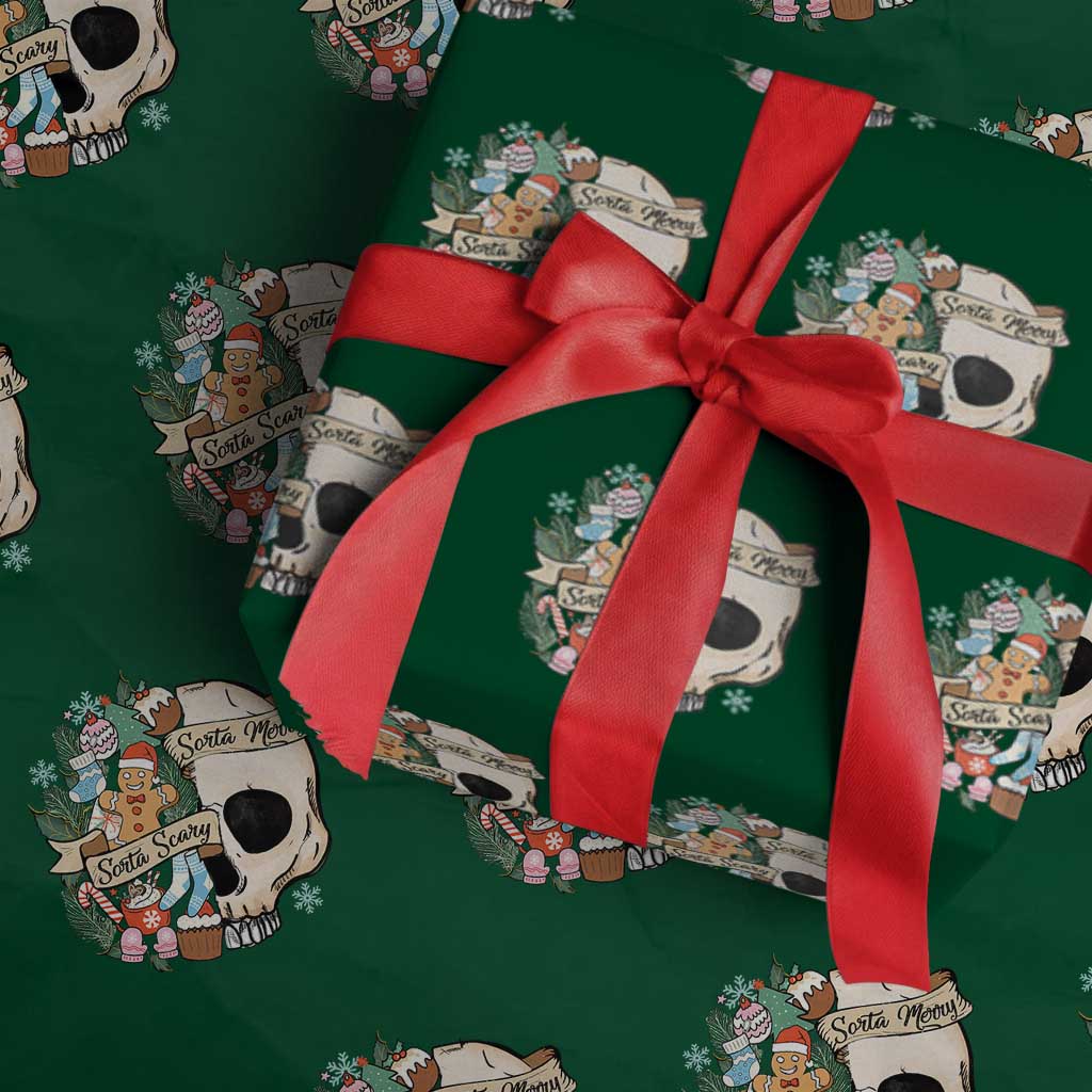 Skull Christmas Wrapping Paper Roll Sorta Scary Sorta Merry