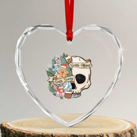Skull Christmas Heart Crystal Glass Ornament Sorta Scary Sorta Merry - Wonder Print Shop