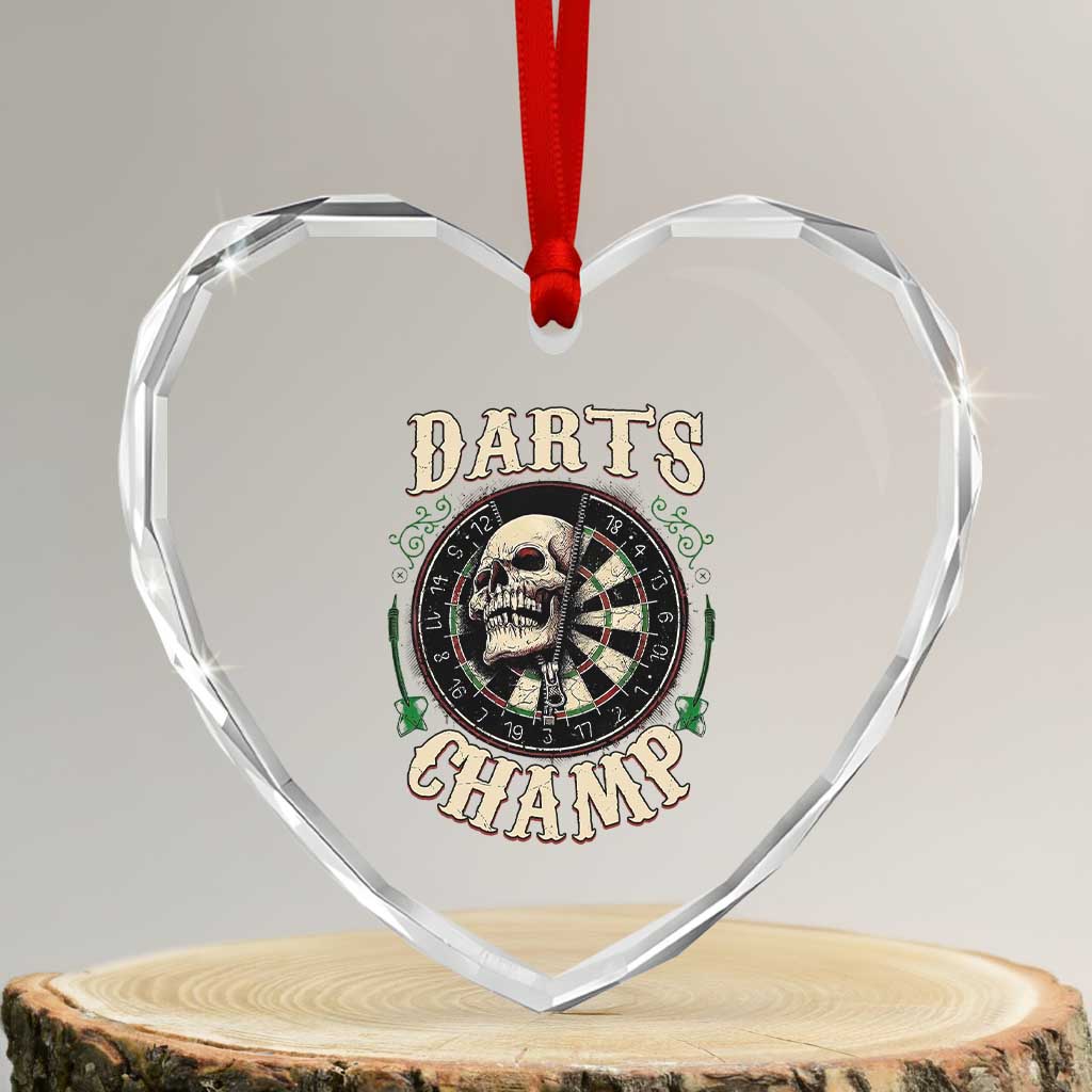 Skull Dartboard Retro Vintage Heart Crystal Glass Ornament Darts Player Champion Gift - Wonder Print Shop