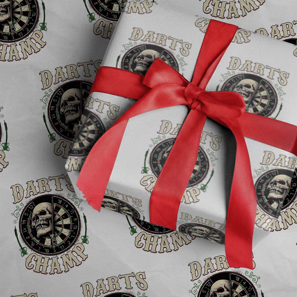 Skull Dartboard Retro Vintage Wrapping Paper Roll Darts Player Champion Gift - Wonder Print Shop