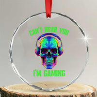 Skull Gamer Crystal Glass Ornament Can't Hear You I'm Gaming Funny Video Game Lover Player TS02