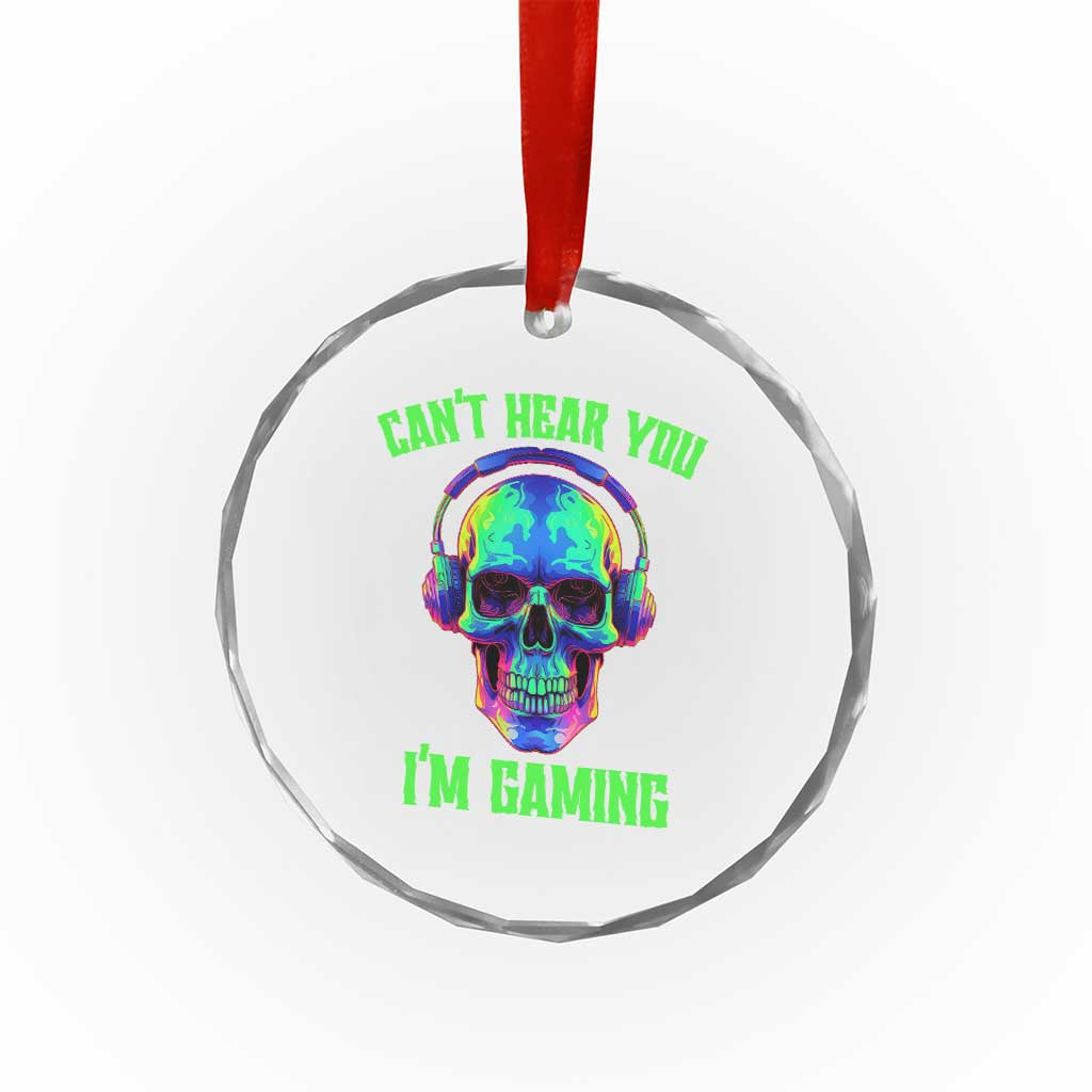 Skull Gamer Crystal Glass Ornament Can't Hear You I'm Gaming Funny Video Game Lover Player TS02