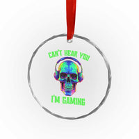 Skull Gamer Crystal Glass Ornament Can't Hear You I'm Gaming Funny Video Game Lover Player TS02
