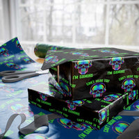 Skull Gamer Wrapping Paper Roll Can't Hear You I'm Gaming Funny Video Game Lover Player