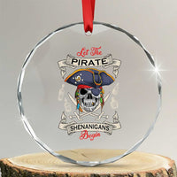 Skull Pirate Let The Pirate Shenanigans Begin Crystal Glass Ornament Halloween Crossbones Freebooter