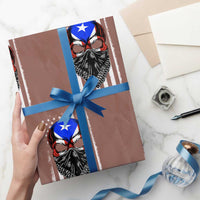 Skull Puerto Rican American Flag Wrapping Paper Roll With Bandana