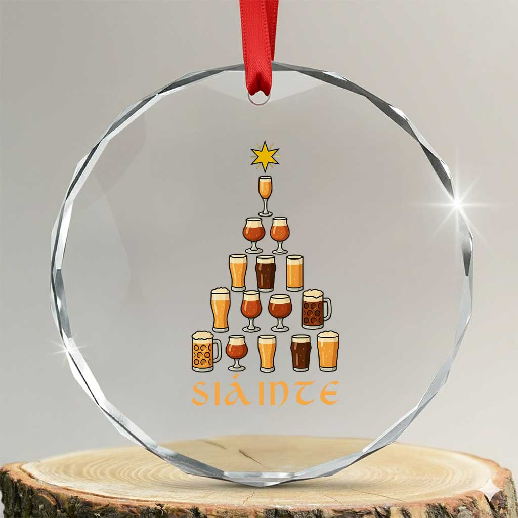 Sláinte Christmas Tree Pint Glass Crystal Glass Ornament Ale Glass Beer Drinking Lover Holiday Party - Wonder Print Shop